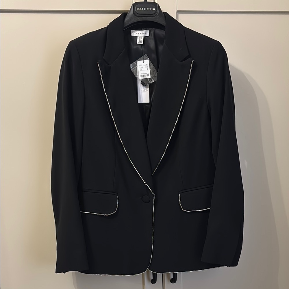 Topshop Black Blazer with Silver Detailing